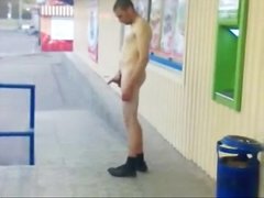 drugged russian guy wanking naked in the street